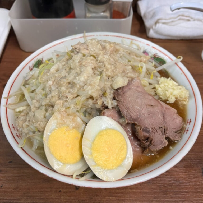 ラーメン二郎品川店小ラーメンネギ煮玉子