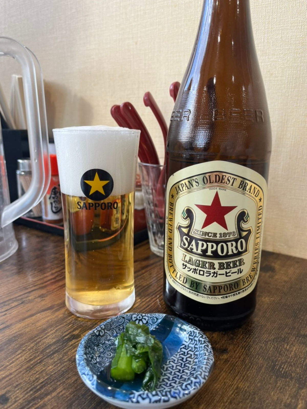 味噌ラーメン雪ぐにビール