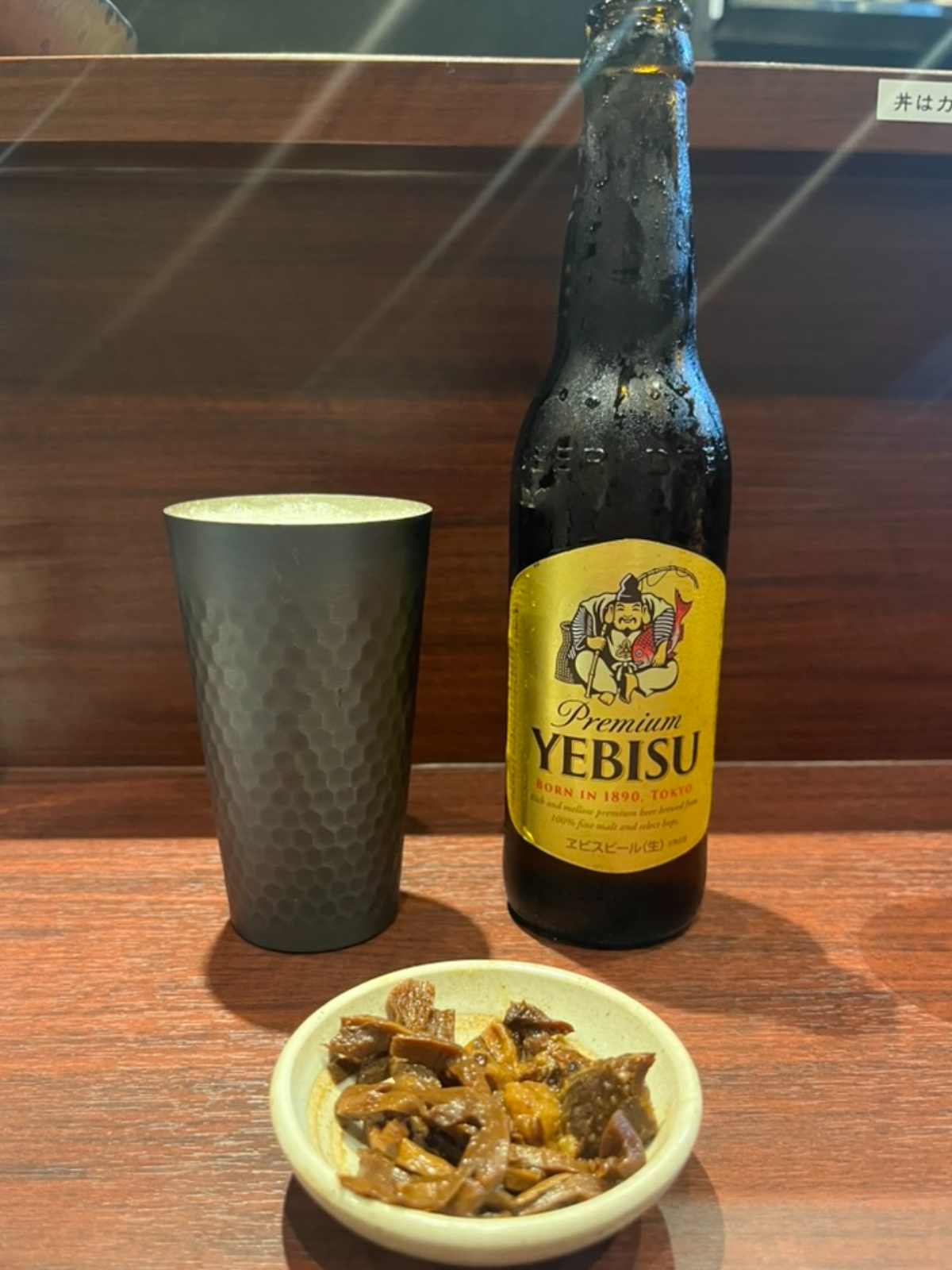 らぁ麺花筏ビールとおつまみ