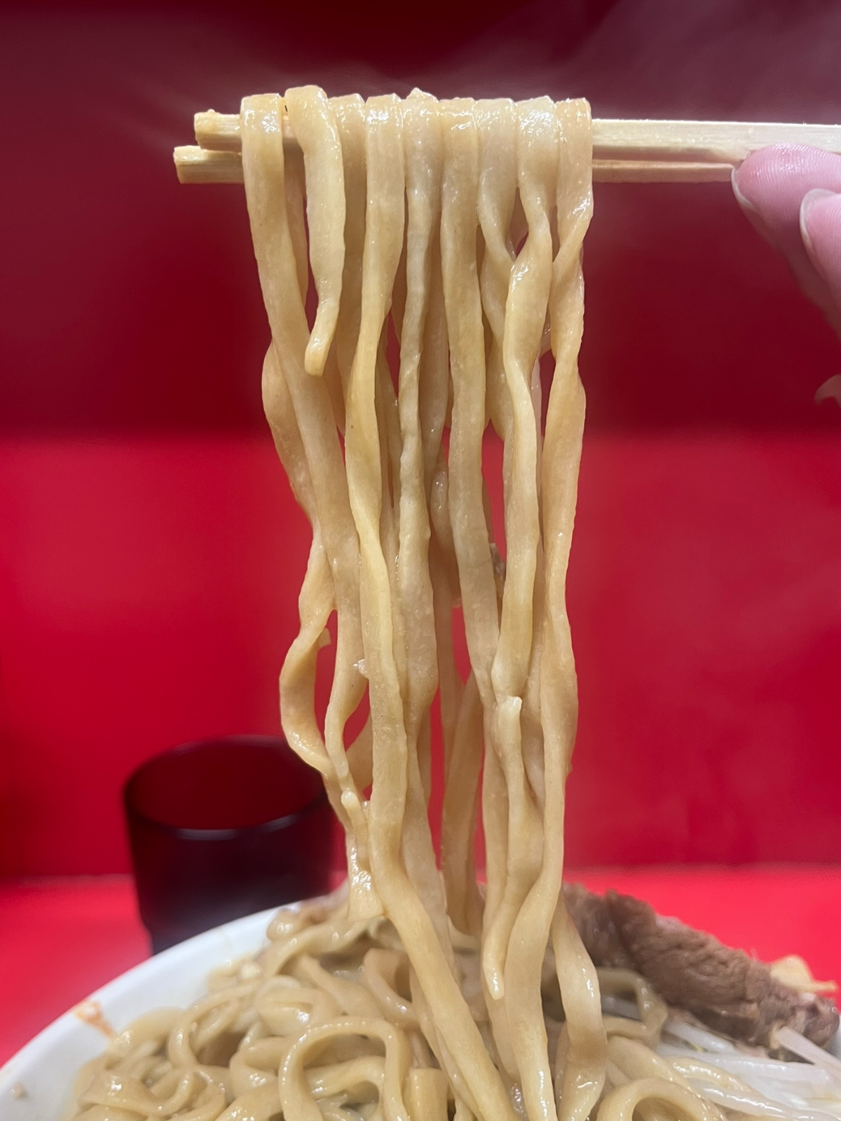 ラーメン二郎一橋学園店麺上げ