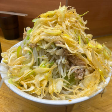 ラーメン二郎立川店麺280g豚2枚ほぐし豚ラーショ風ネギ