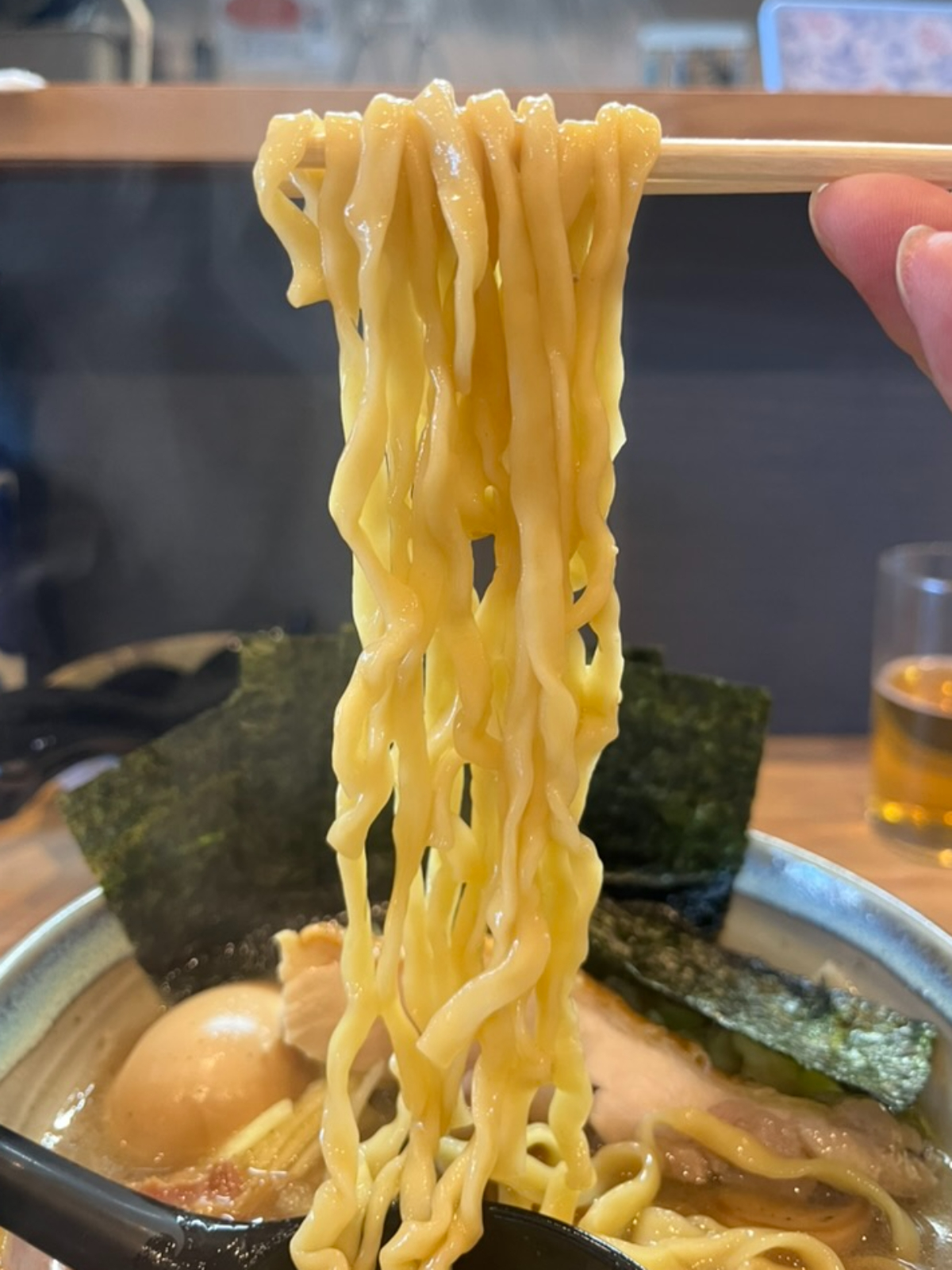 ラーメンパークあずーる麺上げ