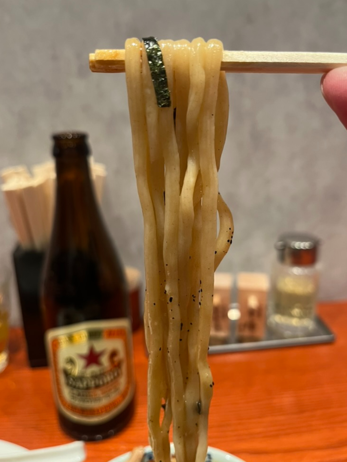 中華そば喜長麺上げ