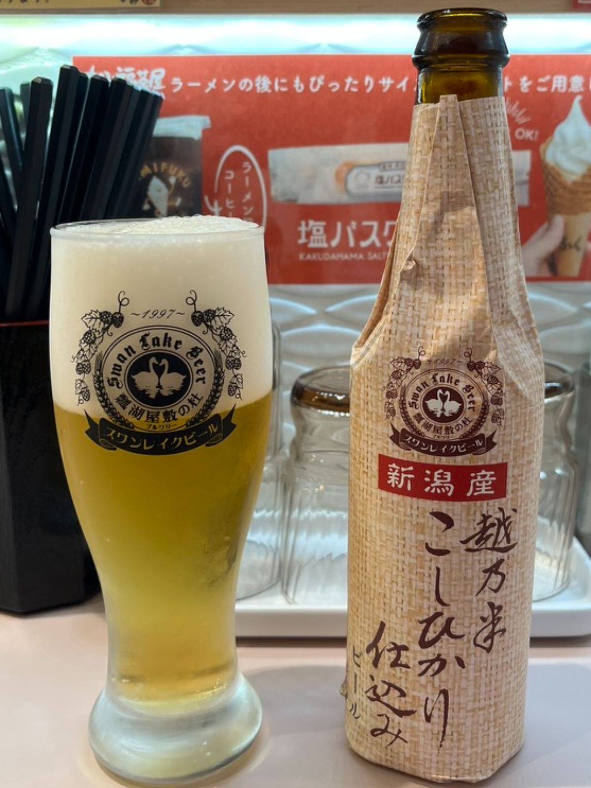 新潟ラーメンなみ福浅草店ビール